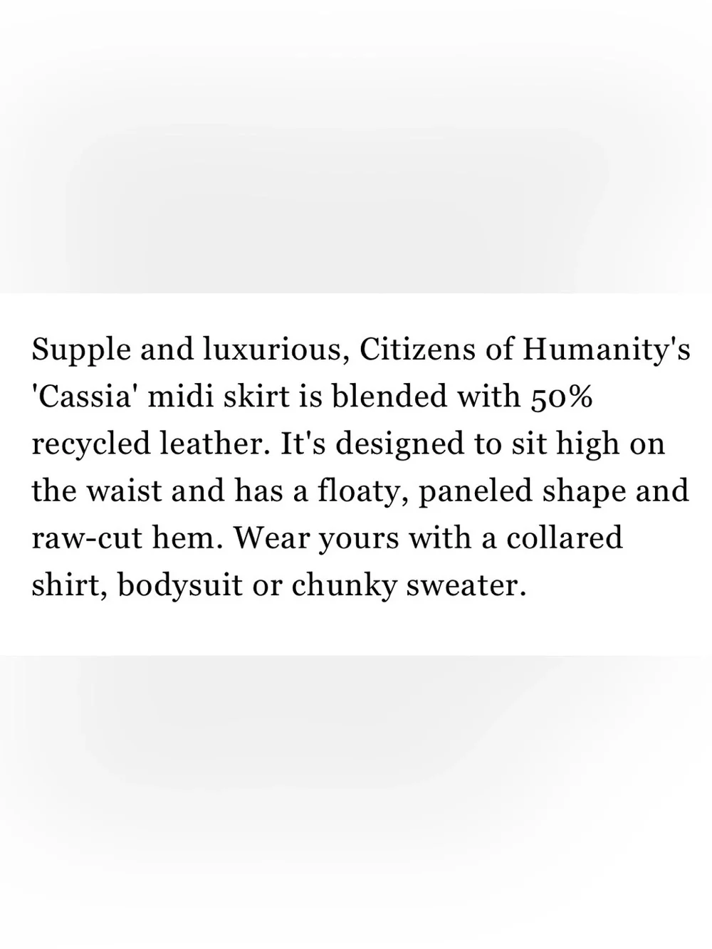 Citizens Of Humanity Cassia Recycled Leather Blend Midi Skirt A-Line Size 32